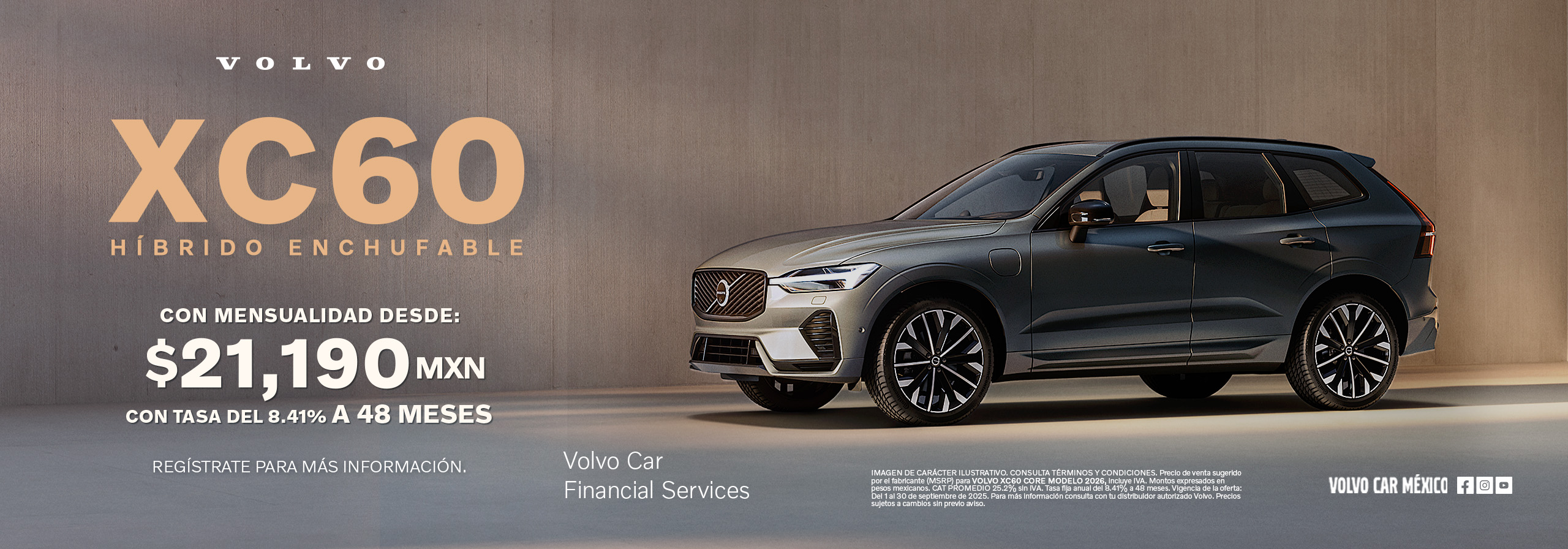 Volvo XC60 híbrido enchufable, promoción.